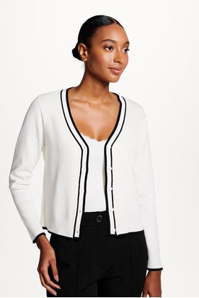 CARDIGAN MODAL BICOLOR - OFF WHITE